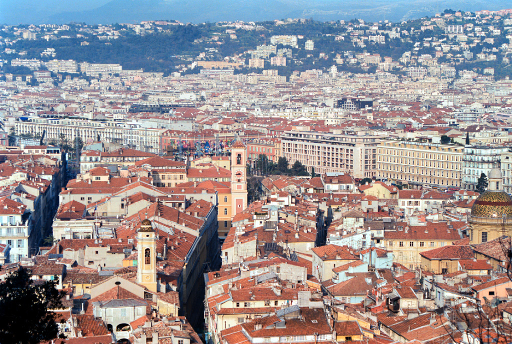 A view from the old town of Nice taken from the castle hill