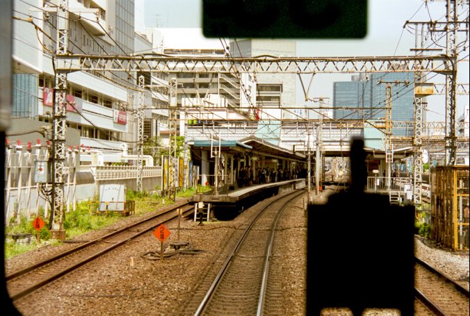 Taken from the Yamanote train, arriving near Mita from Tokyo Station