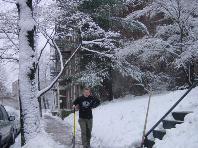 Arrived at the ranch, Eric and the other ranchers were shoveling