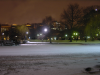 Boston Common, at night with snow covering the pond.